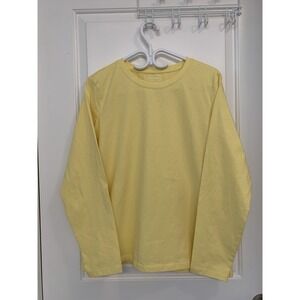 L.L. Bean Women's Long Sleeve Shirt XL Reg Cotton Crewneck Butter Yellow Spring